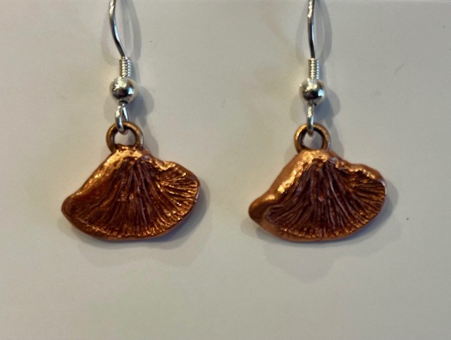Copper Polypore Mushroom Earrings, 25-6