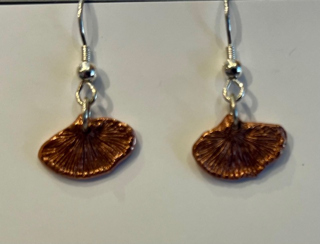 Copper Polypore Mushroom Earrings, 25-7