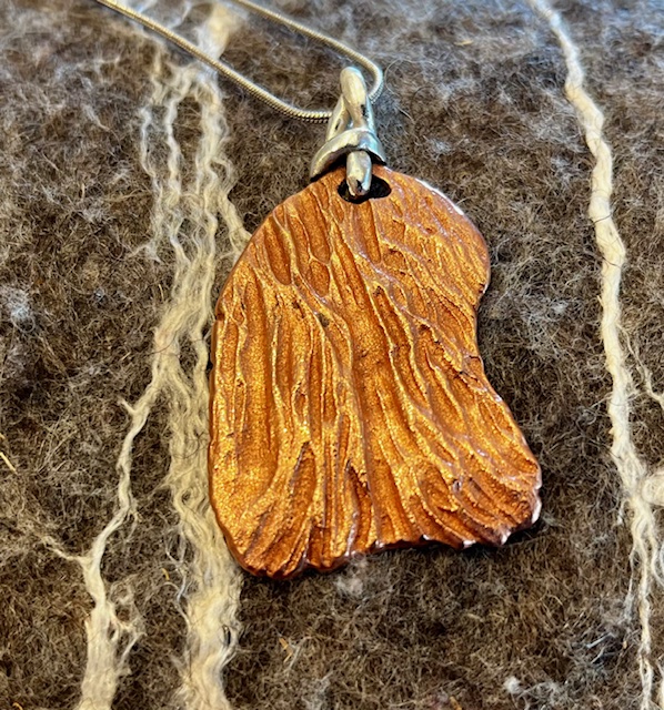 Copper & Silver Tree Bark Pendant, 25-11