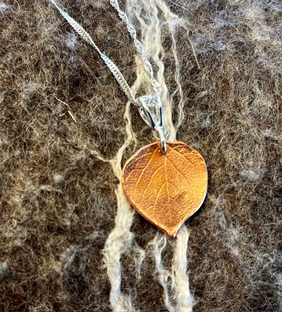 Copper Aspen Leaf Pendant, 25-13