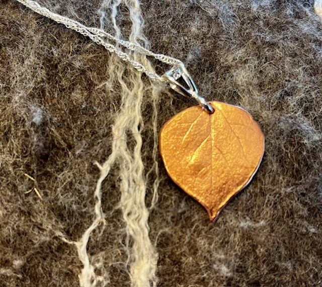 Copper Aspen Leaf Pendant, 25-14
