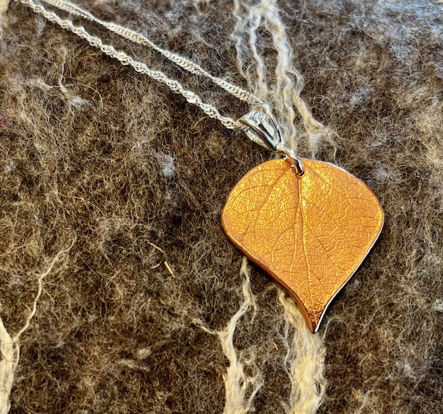 Copper Aspen Leaf Pendant, 25-16
