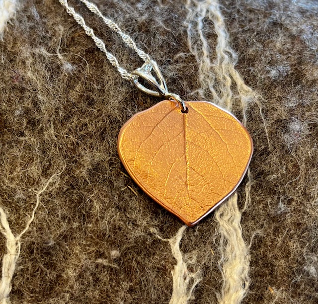 Copper Aspen Leaf Pendant, 25-17