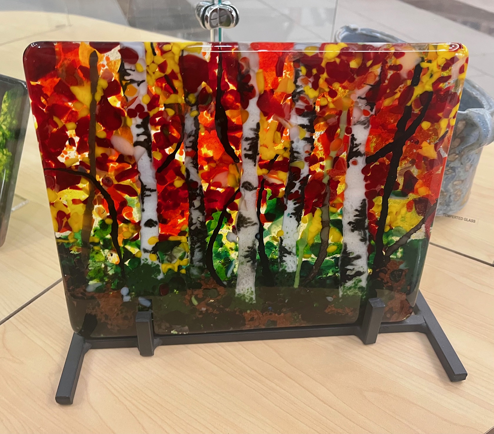 Birch Forest in Fall on metal stand