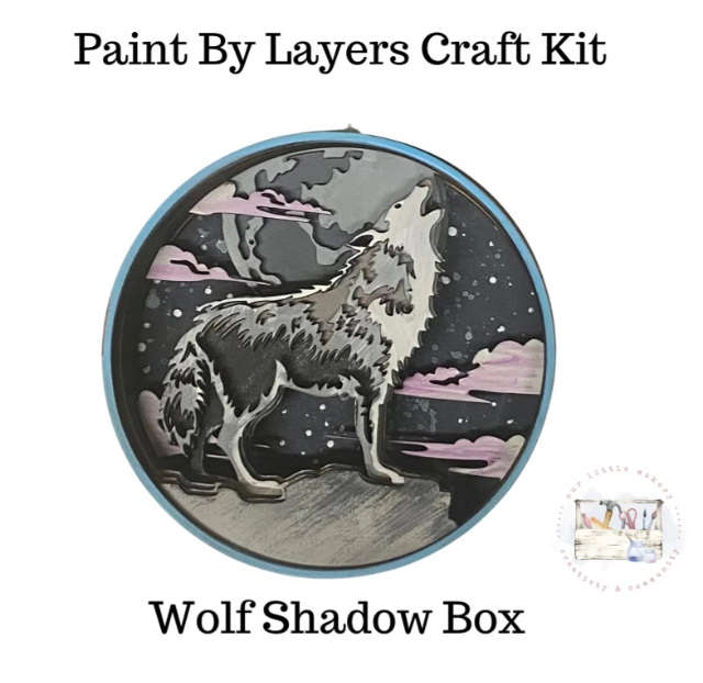 "Wolf" Paint By Layer Shadow Boxes