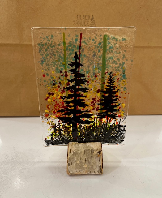 Northern Forest Panel on Birch Wood