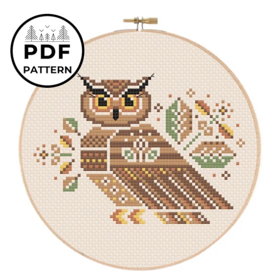Autumn Owl Printed Pattern